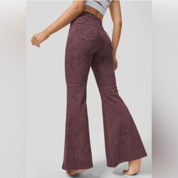 HALARA Women's Wide Leg Jeans in Rich Maroon - Picture 2 of 16
